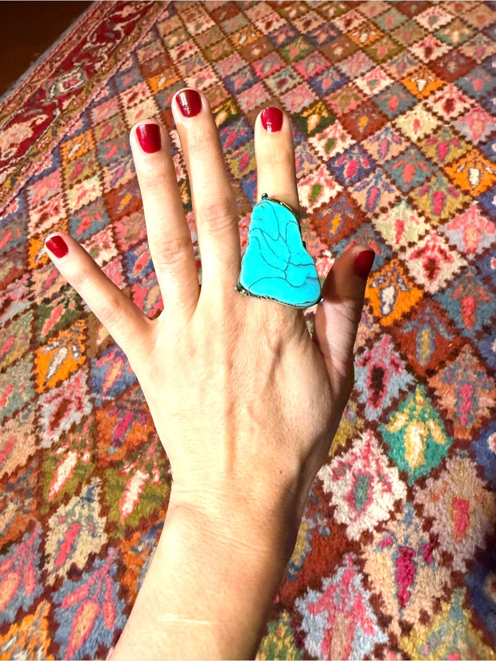Colorful Mixed Statement Rings - Turquoise & Multicolor - Picture 3 of 8